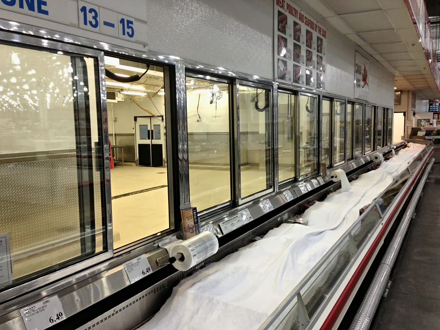 The service counters at Costco in Abbotsford sheeted over while the prep room behind them was coated