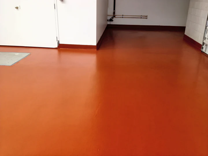Red Eco Shop Floor with a cove base along the walls of a room at Parallel 49 Brewing Company, Vancouver