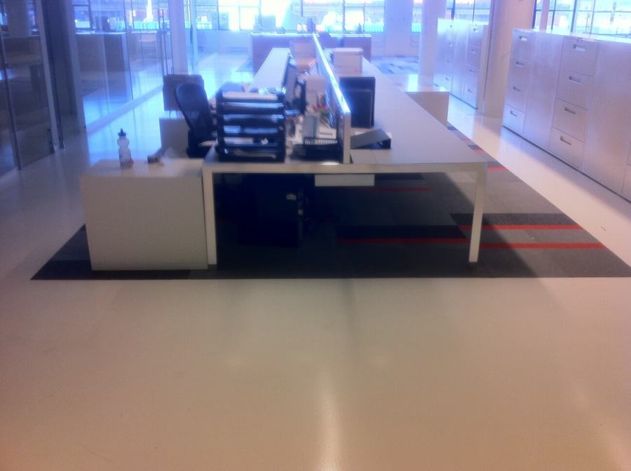 Polished concrete floor in an open-plan office