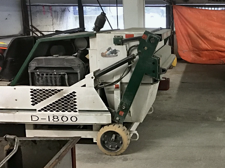 The ride-on shot blaster used to prepare a 30,000 square foot parkade slab in Vancouver for a traffic coating